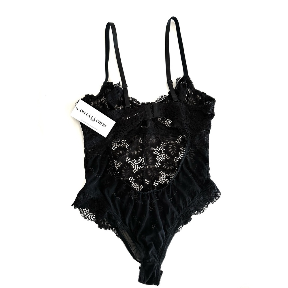 | oh la la cherie • black lace thong teddy • medium |